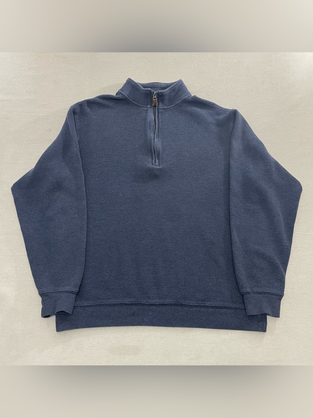 Woolrich Sweater L Waffle Knit 1/4 Zip Navy Old Money Cotton Grandpa Fisherman